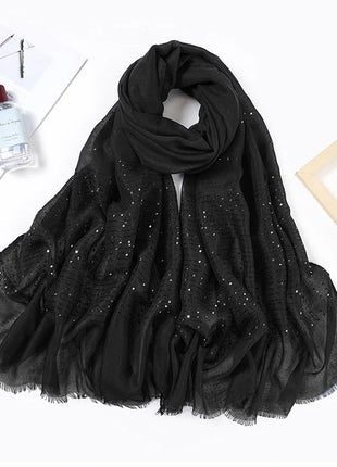 Cotton Linen Hijabs Scarf Turban Hijab Comfort Wearing Soft Paillette Shawls Fringed Muslim Fashion Women Scarves Hijab Ramadan