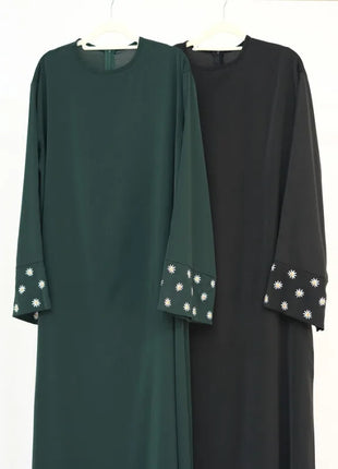 2024 Daisy Embroidery Muslim Modest Dress for Women Eid Saudi Arabia Dubai Abaya Luxury Islam Turkey Holiday Party Jalabiya Robe