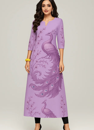 Muslim Kurt Flowers Women's Fashion Comfortable Long Sleeve Straight Casual Ethnic Vestidos Longos Parrot 3D Print New Dress