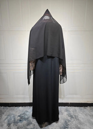 Eid Women Muslim Abaya Leopard Cardigan with Scarf Dress 2025 Vestidos Largos Caftan Robe Jalabiya Ramadan Morocco Dubai Kaftan