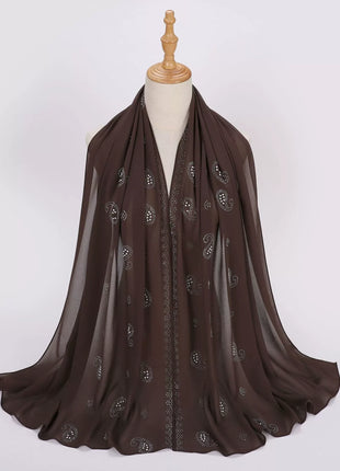 Hot Diamond Pearl Chiffon Hijabs for Women Muslim Fashion Long Shawl Head Wrap for Women Turbans for Women Ramadan Turban Femme