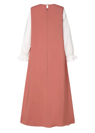 Women Eid Muslim Dress Morocco Party Dresses Patchwork Dubai Kaftan Ramadan Islam Vestidos Arab Long Sleeve Loose Abaya Belt