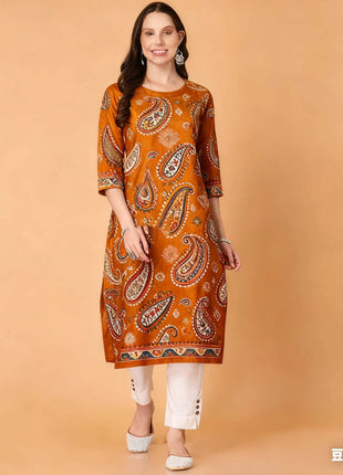 Muslim Kurt Women's Fashionable And Comfortable Kurtta With Flowers Straight Tube And National style Abito Donna Musulmana