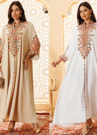 Ramadan Muslim Women's Embroidered Loose abaya Dresses For Women Gala Morocco Dubai Elegant Casual Kaftan