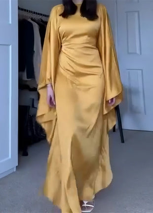 Eid Shiny Batwing Satin Abaya Dubai Luxury 2024 Muslim Abayas For Women Maxi Kaftan Dress Islamic Clothing Caftan Marocain Femme