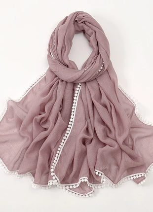 New Cotton Hijab With Lace Muslim Scarf Long Shawls Headscarf Wraps Foulard Echarpe Bufanda Muslim Sjaal Islam Eid Headband