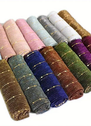 1PCS Spring and Autumn Women's High Elasticity sequin Chain Scarf, Wick Silk Long Scarf, Indian Scarf, Slide Silk Scarf