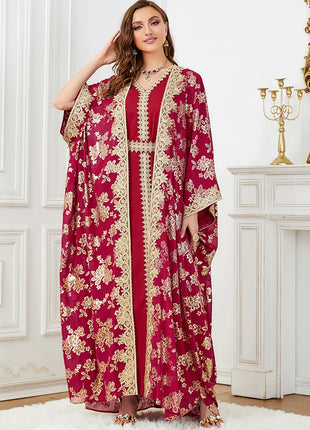 Women's Eid Abaya 2-Piece Set — Embroidered Jalabiya Party Dress