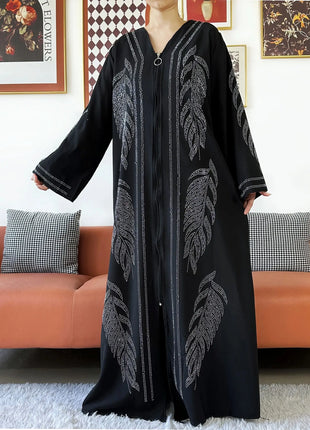New Middle East Africa Elegant Women Cardigan Chiffon Loose Open Zippier Abaya Muslim Islamic Clothing Cardigan Style Loose Size