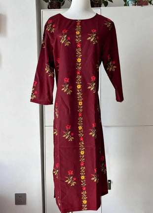 Muslim Dress Kurt Women's Fashionable Elegant Straight Tube National Style Pattern Noble Skirt Slit Hem Abito Donna Musulmana