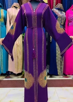 Elegant African Large Size Women's Dress No Zipper Commuting Luxury Wedding High Waist Loose Waist Long Sleeve round Neck Dress