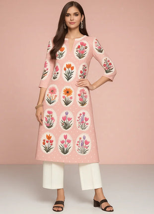 Muslim 2026 Women's Kurt Fashionable And Elegant Straight Tube Casual Peacock Pattern Flowers Comfortable Dress Abayas Femme