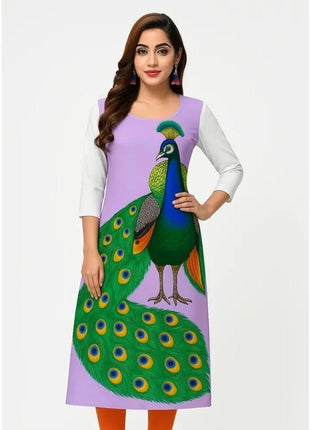 Muslim Kurtta Women Fashion Comfortable Dress Straight Tube Casual Ethnic Peacock Muslim Kurtta Turkish Abaya