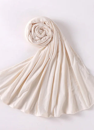 Muslim Plain Cotton Jersey Hijab Scarf Solid Color With Good Stitch Stretchy Soft Turban Head Wraps Shawl Foulard Femme