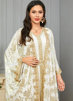 Women's Eid Abaya 2-Piece Set — Embroidered Jalabiya Party Dress
