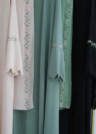 Luxurious Floral Embroidery Hijab Dress for Muslim Women Elegant Dubai Modest Abaya Eid Islam Party Jalabiya Turkey Kaftan Robe