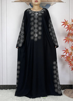 2024 Muslim Sets Women Party Dress Dubai Long Sleeve Diamonds Dashiki Islam Women Chiffon Comfort Fabric African Tradition Abaya