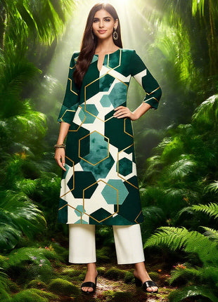 Muslim Dress Kurtta Women Fashionable And Elegant National Style Straight Tube Casual Round Neck Colorful Elephant Pattern Dress