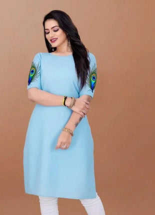 Muslim 2026 Women's Kurt Fashionable And Elegant Straight Tube Casual Kurtta Peacock Pattern Comfortable Dress Slit hem Abaya
