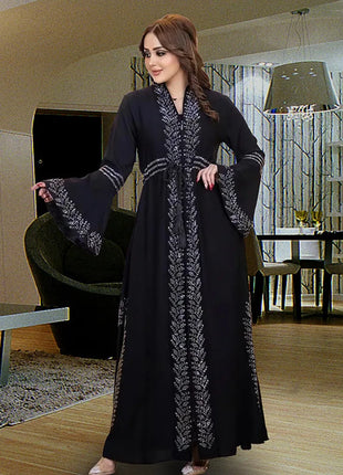 Abaya Dubai Turkey Women Kimono Rhinestones Robe Modest Islamic Cardigan Arab Femme Kaftan Morocco Maxi Eid Muslim Luxury Dress