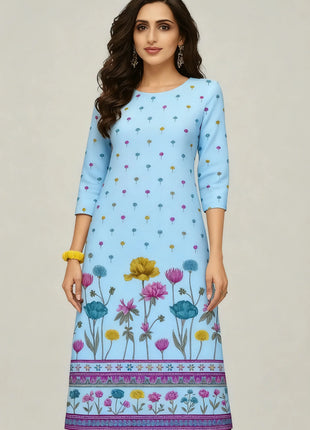Muslim 2026 Dress Kurt Women's Fashionable And Elegant Slit hem Straight Tube Casual Flowers Pattern Robe Abito Donna Musulmana