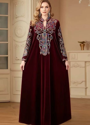 Eid Abaya Party Dresses Women Muslim Vestidos Sequins Thicken Jalabiya Dubai Abayas Kaftan Islam Long Robe Ramadan Autumn Winter