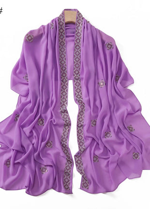 Fashion Rhinestone Chiffon Long Scarf Shawl for Women Head Wrap Hijab Turban Islam Veil Bandanas Bufanda Foulard Turbante Mujer