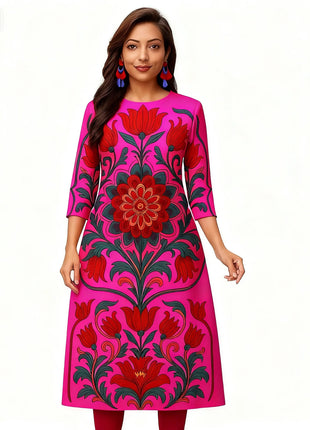 Muslim Red Women's Casual Fashionable Comfortable Straight Tube Casual Ethnic Peacock National style Abito Donna Musulmana