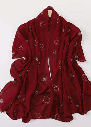 Hot Diamond Pearl Chiffon Hijabs for Women Muslim Fashion Long Shawl Head Wrap for Women Turbans for Women Ramadan Turban Femme