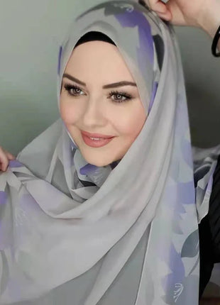 Islamic Scarf Women Luxury Blue Chiffon Hijab Abaya Hijabs For Woman Abayas Jersey Muslim Dress Turbans Head Instant Head Wrap