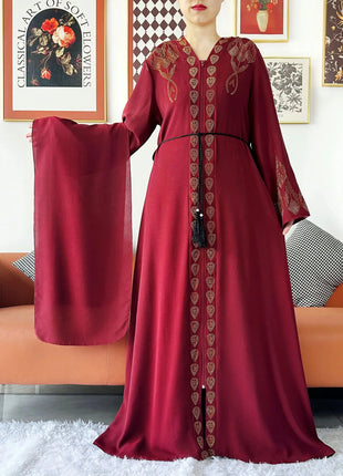 2024 Women Elegant Party Dress Chiffon Open Abaya Muslim Women Dress Islamic Clothing Cardigan Abaya Women Muslim Dress
