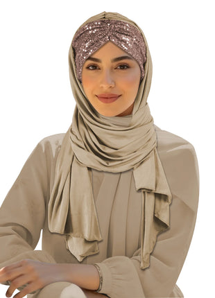 2025 Muslim Women Instant Scarf Sequin Hijab Turban Pull On Headscarf Ramadan Islam Pray Hijabs Niqab Nikab Pull On Head Wrap