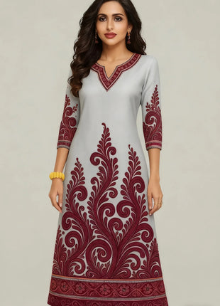 Muslim Kurt Flowers Women's Fashion Comfortable Long Sleeve Straight Casual Ethnic Vestidos Longos Parrot 3D Print New Dress