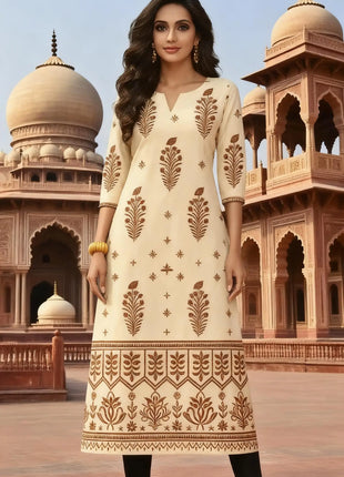 National style Muslim Women's Casual Fashionable And Comfortable Kurtta Dress Long Sleeved Straight Tube Casual Ethnic
