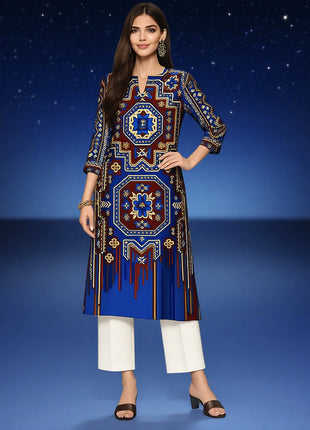 Muslim Dress Kurt Women's Fashionable And Elegant National style Straight Tube Casual Color Elephant Pattern Women Dress Abaya