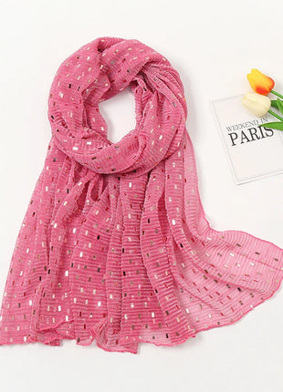 Glitter Shimmer Muslim Hijabs Fashion Solid Bubble Chiffon Scarf High Quality Shawl Scarves Silver Crinkle Woman Headscarf