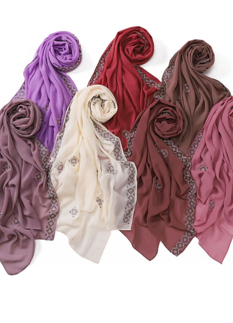 Fashion Rhinestone Chiffon Long Scarf Shawl for Women Head Wrap Hijab Turban Islam Veil Bandanas Bufanda Foulard Turbante Mujer