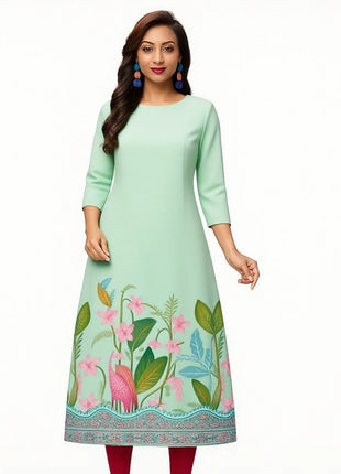 Muslim Kurtta Women's Casual Fashion Dress Slit hem Straight Tube Casual Ethnic Peacock National Style Abito Donna Musulmana
