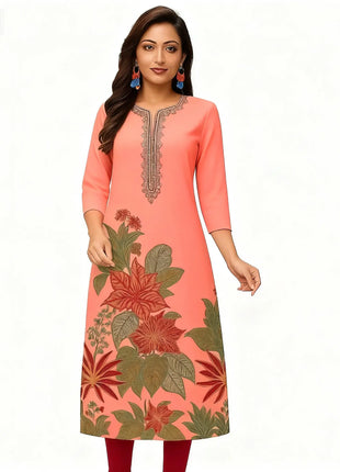 Muslim Kurtta Women's Turkish Abaya Comfortable Kurt Dress Straight Tube Slit hem Peacock Casual Ethnic Middle Eastern Arabic