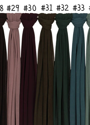 Big Size Pleated Chiffon Hijab Scarf for Muslim Women Turban Pashmina Shawls and Scarves Women Bandana Headband Hijabs Headscarf