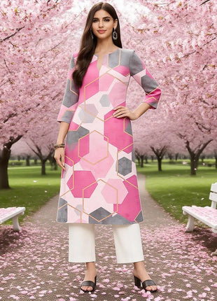 Muslim Dress Kurtta Women Fashionable And Elegant National Style Straight Tube Casual Round Neck Colorful Elephant Pattern Dress