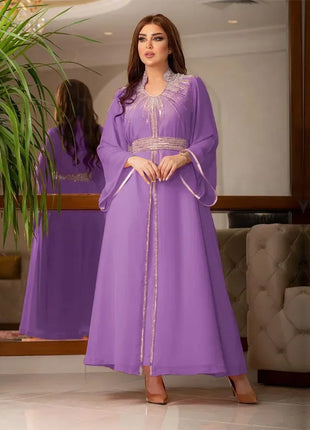 Luxury Abaya Diamonds Muslim Elegant Women Dresses Caftan Moroccan Dubai Kaftan Gown Evening Party Eid Long Maxi Dresses