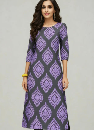 Dress Kurtta Women Fashionable Straight Tube Casual Bright Slit hem Flowers Patterns Robe Arabe Traditionnelle Turkish Abaya