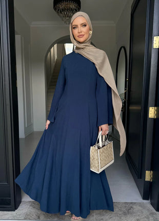 2025 Summer Arabic Muslim Women Modest Dress Eid Dubai Plain Abaya Islam Party Outfit Elegant Holiday Dresses Turkey Kaftan Robe