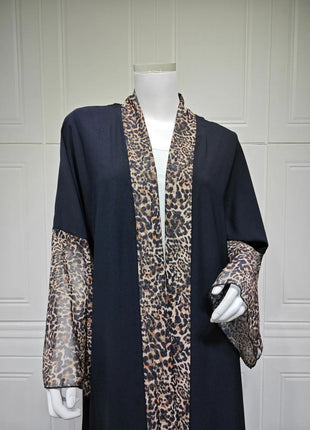 Eid Women Muslim Abaya Leopard Cardigan with Scarf Dress 2025 Vestidos Largos Caftan Robe Jalabiya Ramadan Morocco Dubai Kaftan
