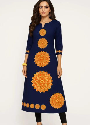 Muslim Dress Kurt Women's Fashionable And Elegant Long Sleeved Straight Tube Casual Round Neck Pattern Robe Traditionnelle Arabe