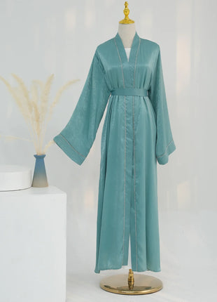 2024 Muslim Modest Cardigan for Women Eid Arab Abaya Dubai Dress Islamic Daily Long Sleeve Clothing Turkey Solid Color Coat Robe