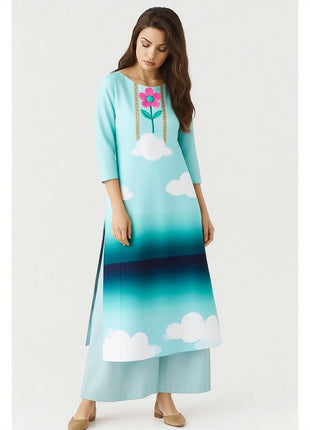 Muslim Women Kurt Casual Dress Slit hem Straight Casual Ethnic Peacock Mandarin Turkish Abaya Abito Donna Musulmana Kurtta