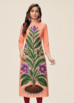 Muslim Kurt Flowers Women's Fashion Comfortable National style Straight Casual Ethnic Vestidos Slit hem Abito Donna Musulmana