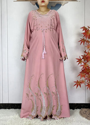 2024 New Dubai Muslim Femme Elegant Dress African Abaya For Women Arabic Islamic Robe Chiffon Fabric Long Sleeve Turkey Clothing